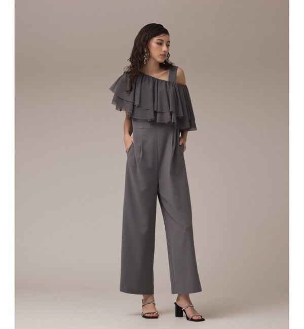 GRACE CONTINENTAL「フリルケープサロペット」|オールインワン|