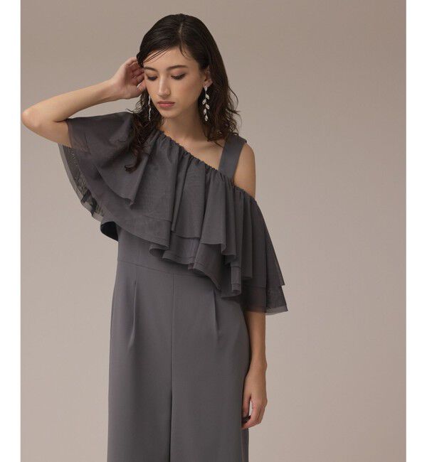GRACE CONTINENTAL「フリルケープサロペット」|オールインワン|