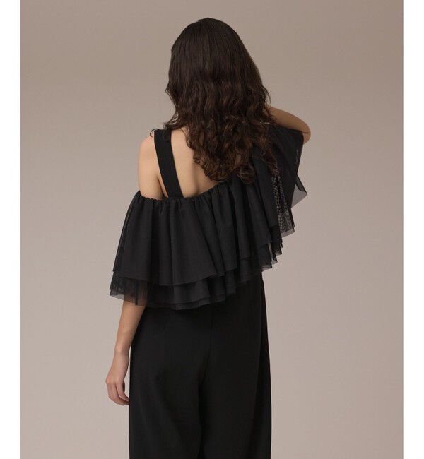 GRACE CONTINENTAL「フリルケープサロペット」|オールインワン|