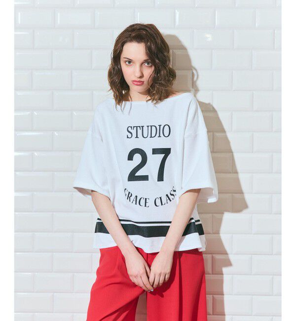 Grace Class「ナンバープリントループ裏毛トップ」|Tシャツ・カットソー|ホワイト