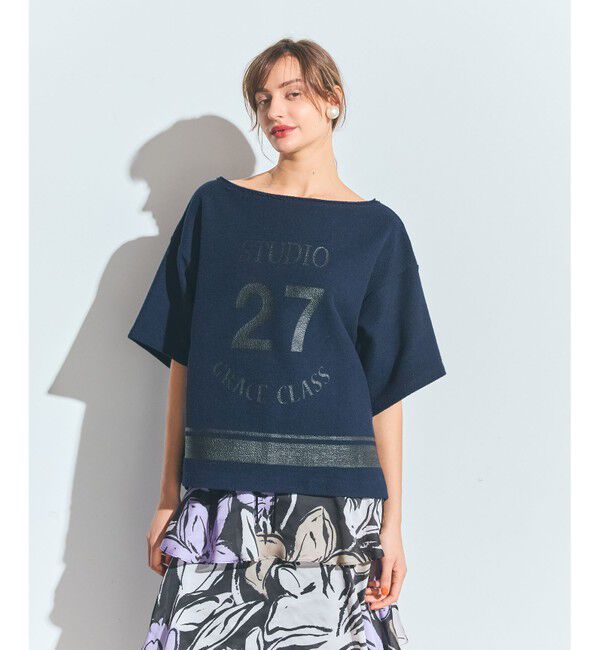 Grace Class「ナンバープリントループ裏毛トップ」|Tシャツ・カットソー|ネイビー