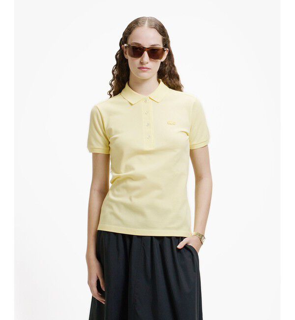 LACOSTE「スリムフィット ストレッチコットンピケポロシャツ（半袖）」|ポロシャツ|レモンイエロー
