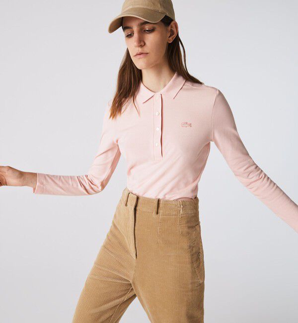LACOSTE「ストレッチポロシャツ（長袖）」|ポロシャツ|ライトピンク