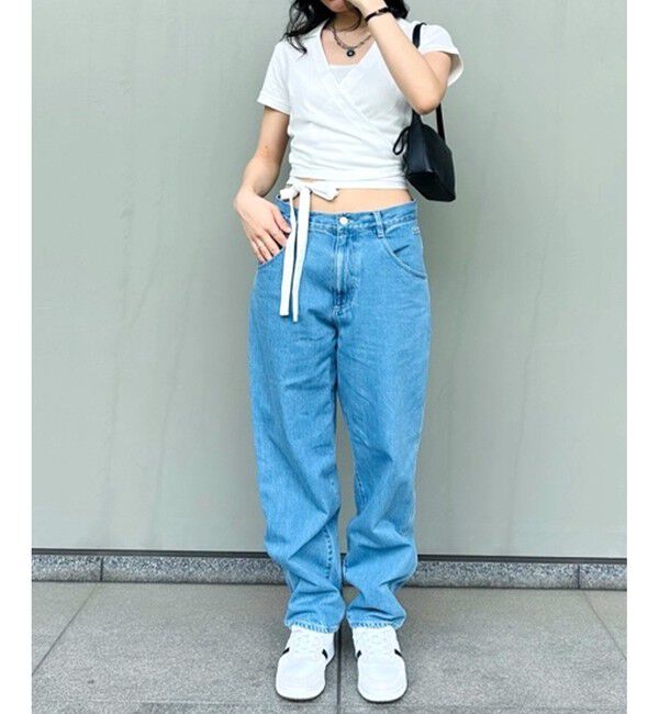 LACOSTE「ハイストレッチ 鹿の子 ラップフロント クロップド丈半袖ポロシャツ」|ポロシャツ|