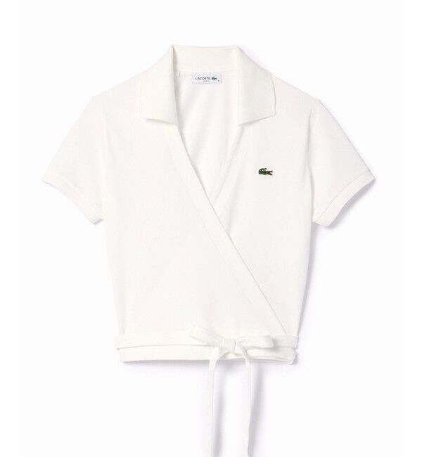 LACOSTE「ハイストレッチ 鹿の子 ラップフロント クロップド丈半袖ポロシャツ」|ポロシャツ|