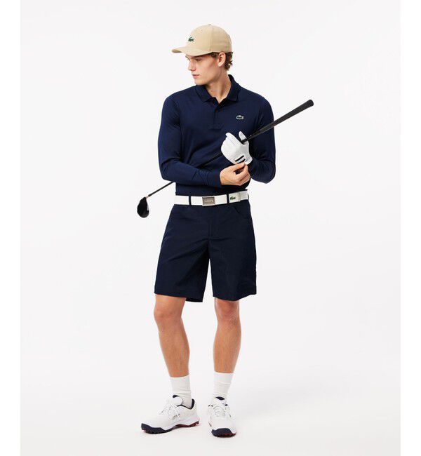 LACOSTE「UPF50 UVカット ウルトラドライワントーン長袖ポロシャツ」|ポロシャツ|