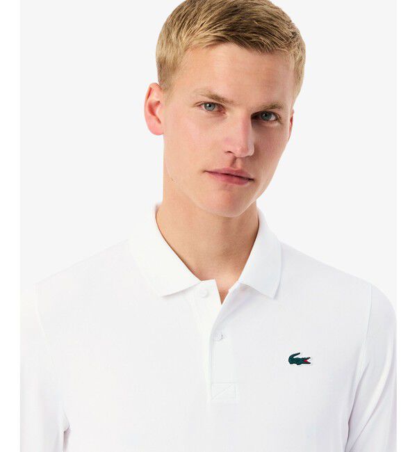 LACOSTE「UPF50 UVカット ウルトラドライワントーン長袖ポロシャツ」|ポロシャツ|