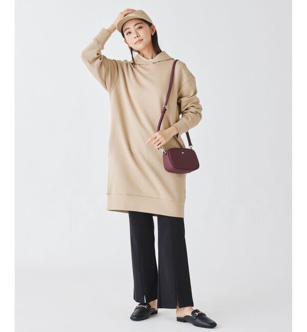 LACOSTE「ブランドネームロゴステッチダブルフェイススウェットフーディードレス / ロングスウェットパーカー」|ワンピース|