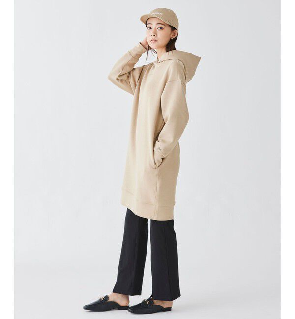 LACOSTE「ブランドネームロゴステッチダブルフェイススウェットフーディードレス / ロングスウェットパーカー」|ワンピース|