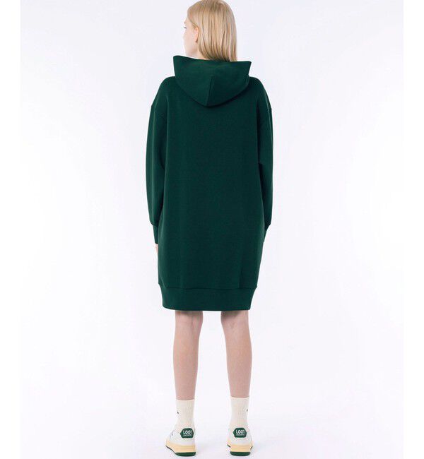 LACOSTE「ブランドネームロゴステッチダブルフェイススウェットフーディードレス / ロングスウェットパーカー」|ワンピース|