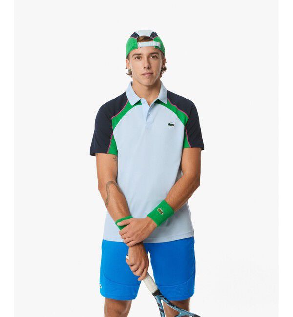 LACOSTE「配色パネルテニスポロシャツ」|ポロシャツ|ライトブルー
