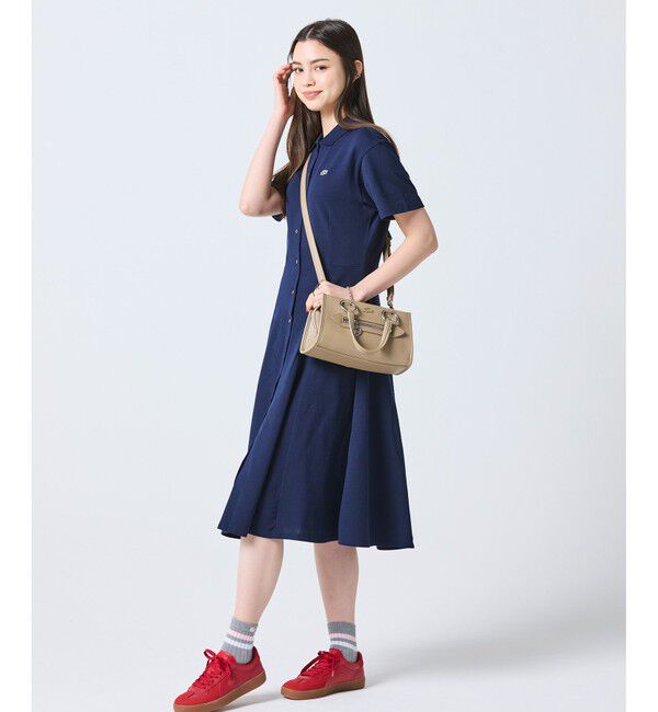 LACOSTE「鹿の子地シャツドレス ドレープフレアワンピース」|ワンピース|
