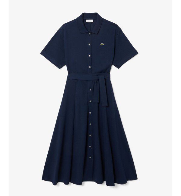 LACOSTE「鹿の子地シャツドレス ドレープフレアワンピース」|ワンピース|