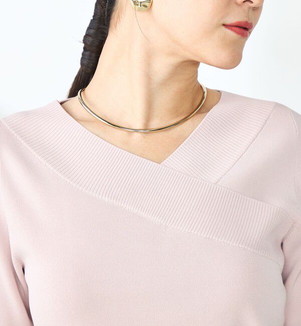 NOLLEY'S sophi「《手洗い可能》カシュクール風5分袖プルオーバーニット」|ニット・セーター|