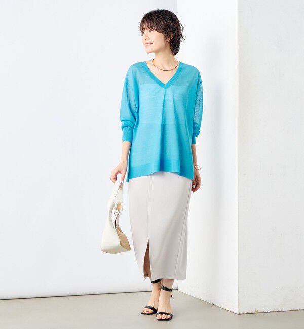 NOLLEY'S sophi「麻混シアーVネックプルオーバーニット」|ニット・セーター|