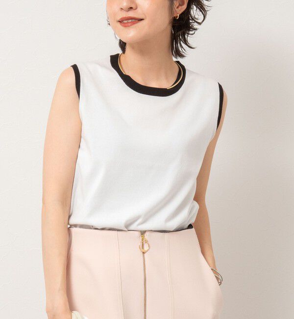 NOLLEY'S sophi「《アンサンブル対応/手洗い可能》綿ポリノースリーブプルオーバーニット」|ニット・セーター|ホワイト