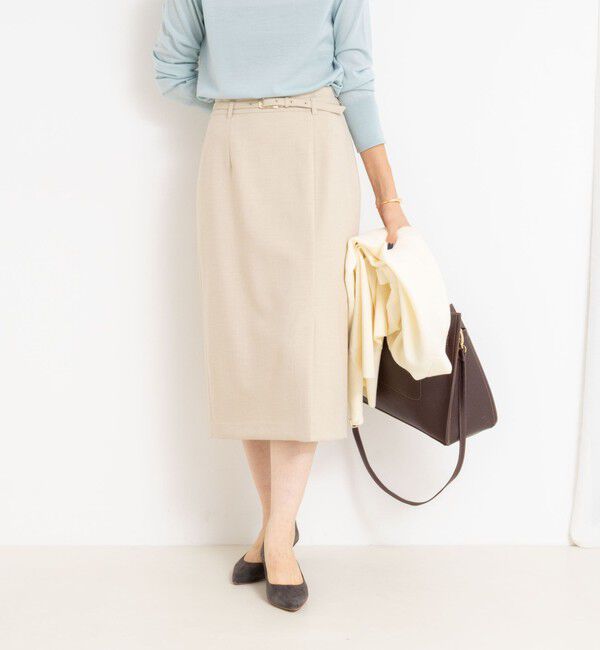 NOLLEY'S sophi「ウォッシャブルベルト付きラップ風タイトスカート」|タイト|