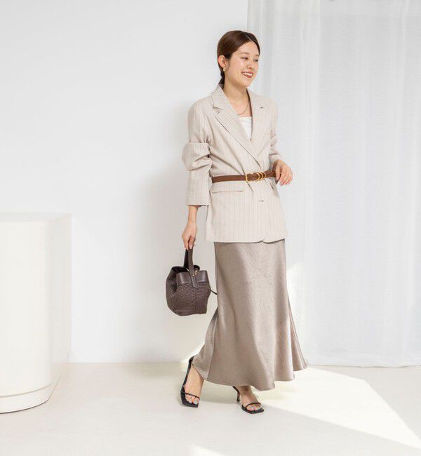 NOLLEY'S「ウォッシャブルサテンナロースカート」|フレア|