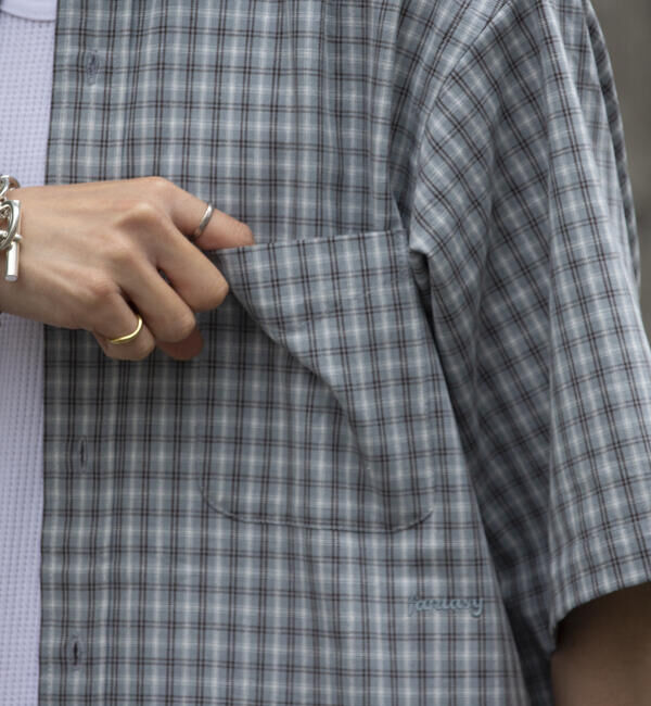 GLOSTER「【GLOSTER/グロスター】チェック半袖シャツ ボタンダウン ワンポイントロゴ刺繍入り」|シャツ・ブラウス|