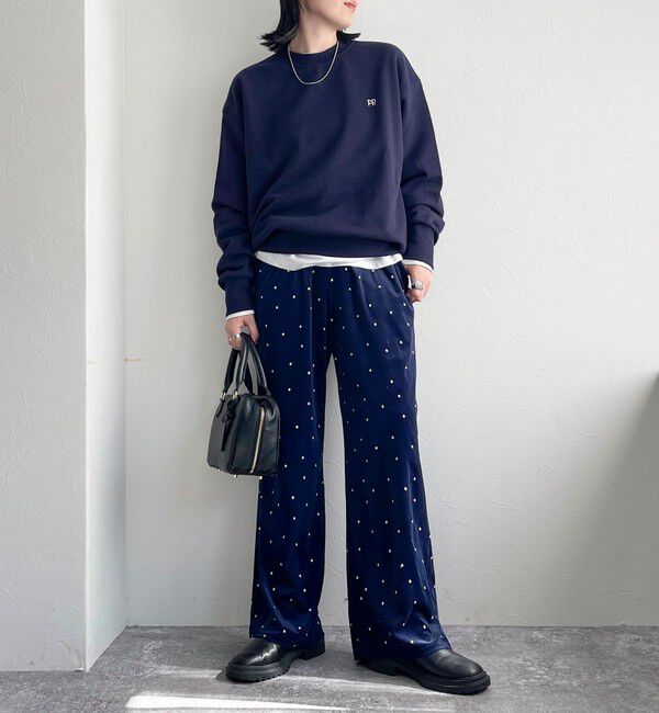 fredy emue「《セットアップ対応》ベロアドット刺繍イージーパンツ」|チノ|