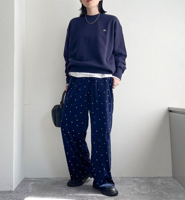 fredy emue「《セットアップ対応》ベロアドット刺繍イージーパンツ」|チノ|