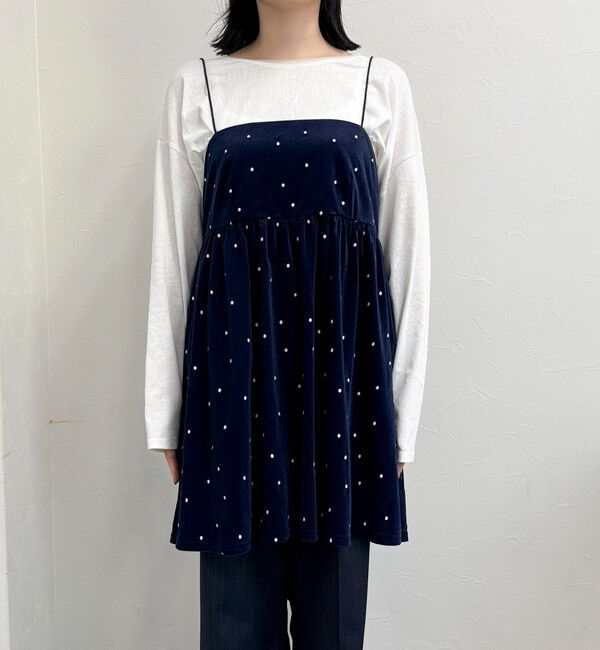 fredy emue「《セットアップ対応》ベロアドット刺繍キャミブラウス」|キャミソール|