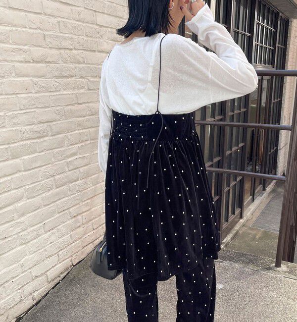 fredy emue「《セットアップ対応》ベロアドット刺繍キャミブラウス」|キャミソール|