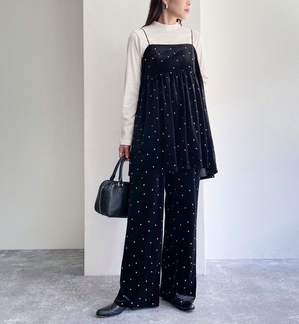 fredy emue「《セットアップ対応》ベロアドット刺繍キャミブラウス」|キャミソール|