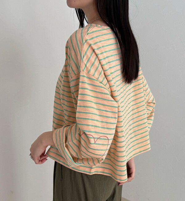 fredy emue「【人気商品の新型】ボーダーハートステッチルーズロンTシャツ」|Tシャツ・カットソー|イエロー系その他