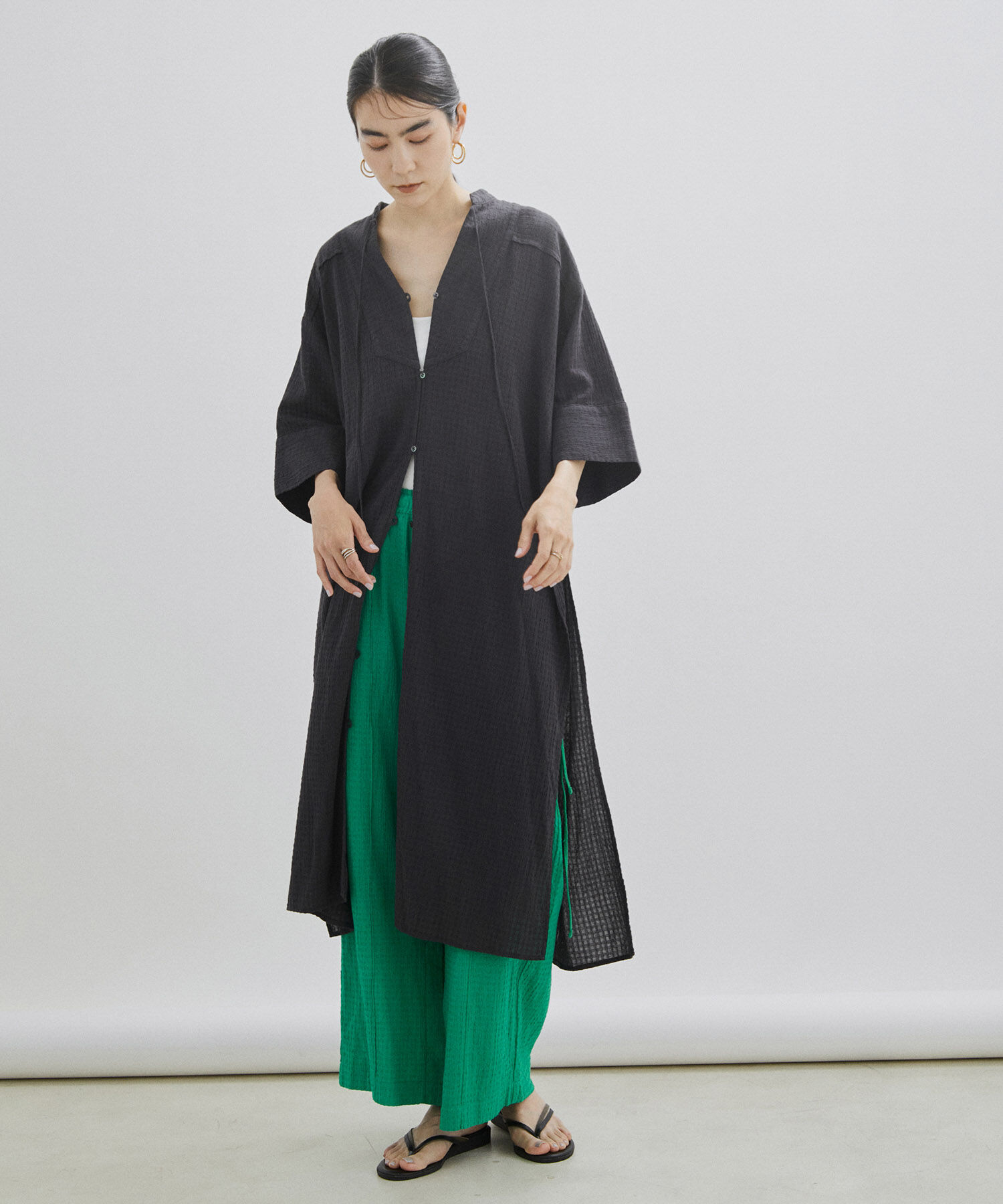 SALON adam et rope'「【NIPPON CULTURE】高島ちぢみサイドスリットイージーパンツ」|その他|