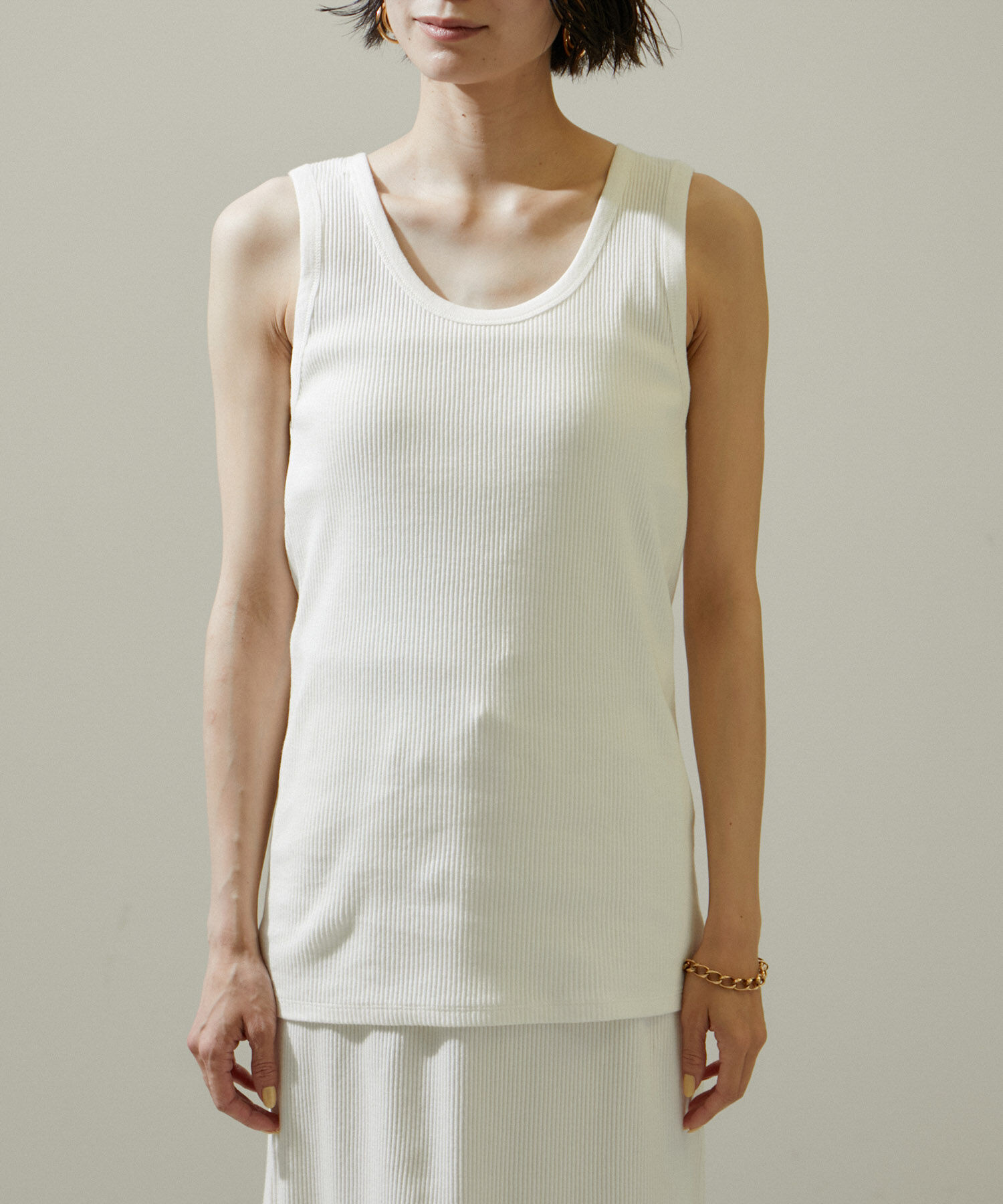 SALON adam et rope'「ヴィンテージライクリブタンクトップ【セットアップ対応・洗える】」|タンクトップ|