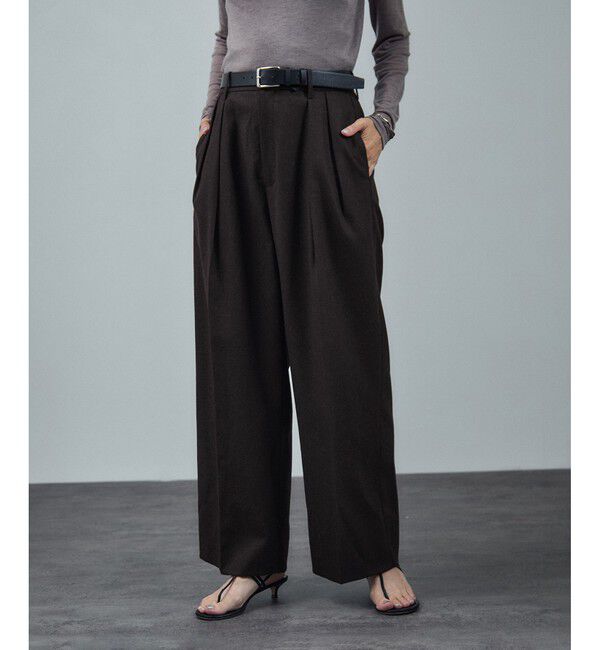 SALON adam et rope'「ウールタックワイドパンツ / セットアップ対応」|スラックス|