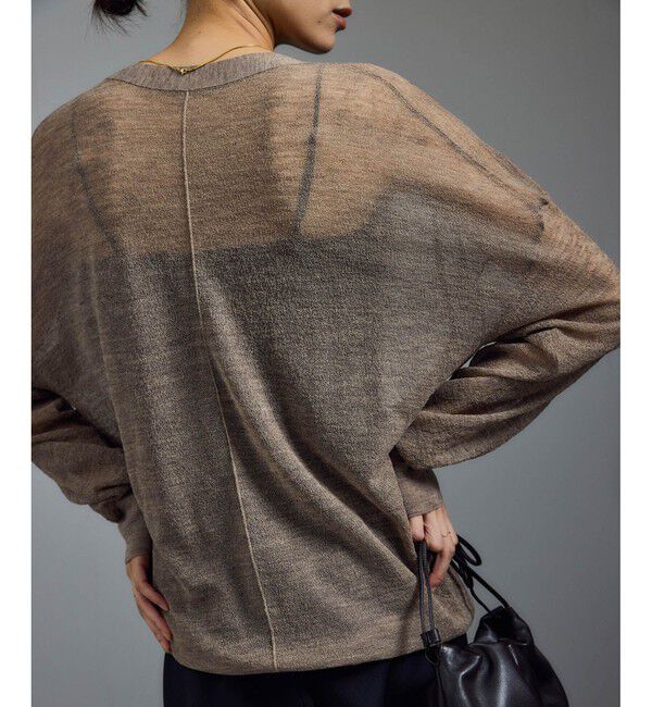 SALON adam et rope'「ウール混シアークレープVネックカーディガン」|カーディガン|