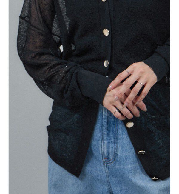 SALON adam et rope'「ウール混シアークレープVネックカーディガン」|カーディガン|