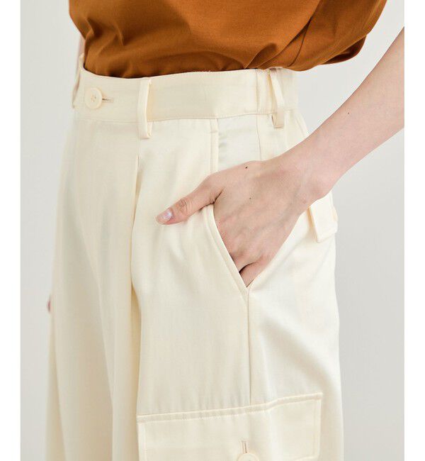 ROPE「【洗える】シャイニーサテンパンツ/一部セットアップ対応」|カーゴ|