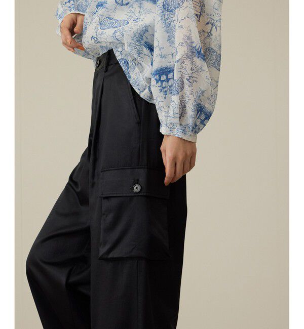 ROPE「【洗える】シャイニーサテンパンツ/一部セットアップ対応」|カーゴ|