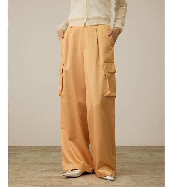 ROPE「【洗える】シャイニーサテンパンツ/一部セットアップ対応」|カーゴ|