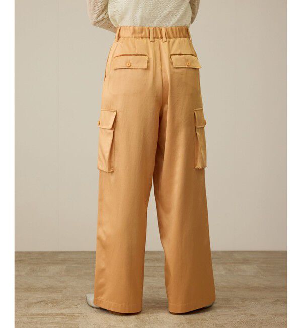 ROPE「【洗える】シャイニーサテンパンツ/一部セットアップ対応」|カーゴ|