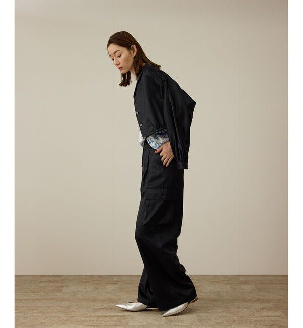 ROPE「【洗える】シャイニーサテンパンツ/一部セットアップ対応」|カーゴ|