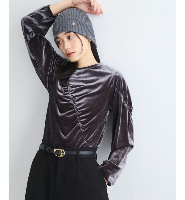 VIS「【洗える】ベロアシャーリングプルオーバー」|Tシャツ・カットソー|チャコール