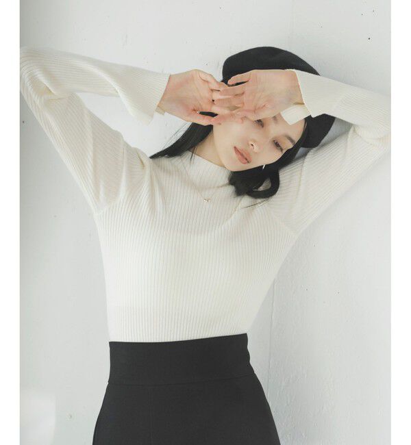 VIS「【新色追加】リブニットプチハイネックプルオーバー【低身長向けサイズ有】」|ニット・セーター|オフサブ