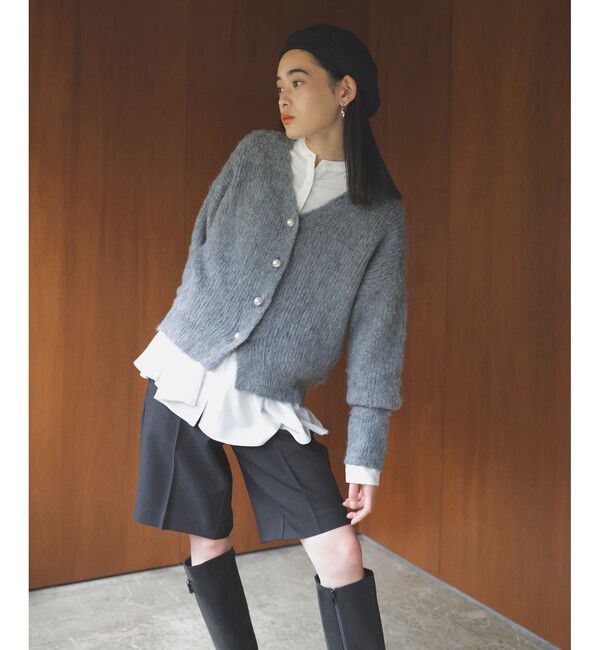 VIS「パールボタンVネック片畦ニットカーディガン」|カーディガン|