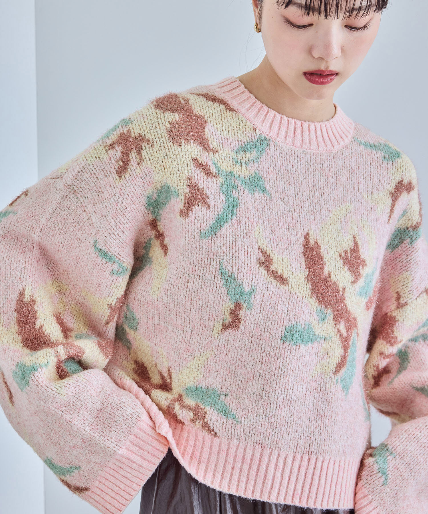 VIS「フラワージャガードニットプルオーバー」|ニット・セーター|