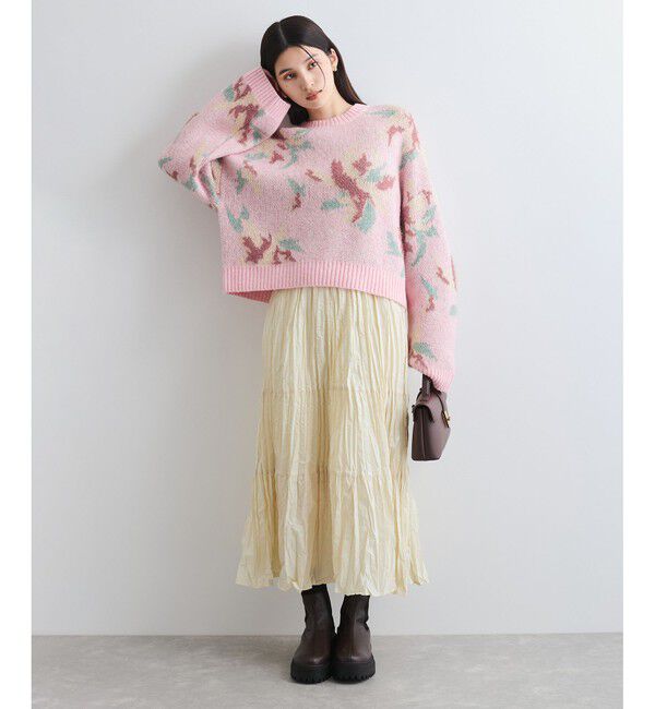 VIS「フラワージャガードニットプルオーバー」|ニット・セーター|