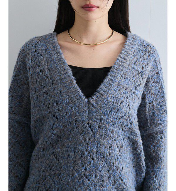 VIS「ミックスカラー深Vネックニット」|ニット・セーター|