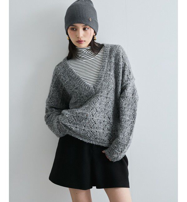 VIS「ミックスカラー深Vネックニット」|ニット・セーター|