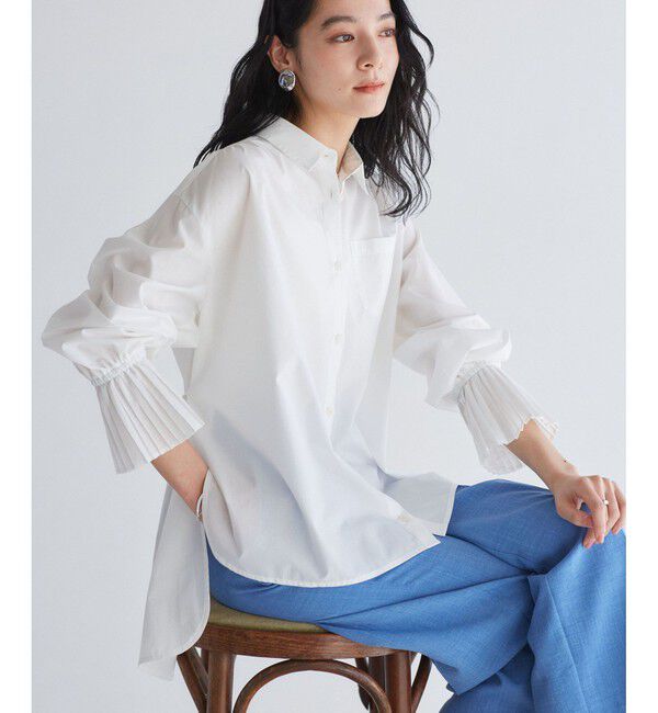 VIS「【洗える】プリーツスリーブフレアーシャツ」|シャツ・ブラウス|シロメイン