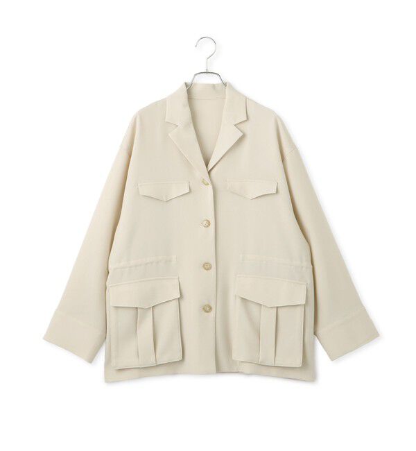 VIS「【防シワ】リネンライクミリタリーシャツジャケット」|ミリタリージャケット|