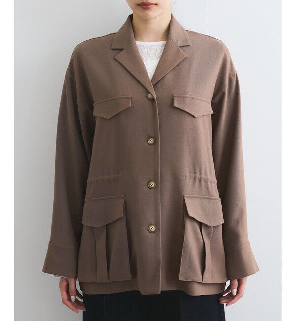 VIS「【防シワ】リネンライクミリタリーシャツジャケット」|ミリタリージャケット|