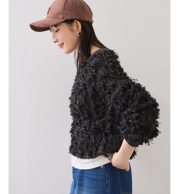 VIS「リボンヤーンフリンジニットプルオーバー」|ニット・セーター|